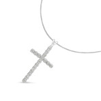 Sterling Silver + Diamond Miracle Set Cross Pendant Necklace // 18"