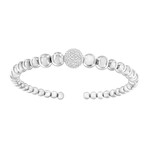 Sterling Silver + Diamond Rondelle Graduated Ball Bead Cuff Bangle Bracelet // 7"