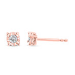 Sterling Silver + Round Brilliant-Cut Diamond Miracle-Set Stud Earrings