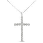 Sterling Silver + Diamond Miracle Set Cross Pendant Necklace // 18"