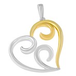 10K Yellow Gold-Plated Sterling Silver Open Heart with Swirls Box Chain Pendant Necklace // 18"