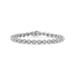 Sterling Silver + Diamond Miracle-Plate Open Quatrefoil Flower Circle-Link Tennis Bracelet // 7"