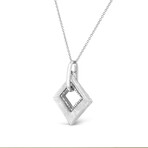 Sterling Silver Pave-Set Diamond Accent Kite Shape Pendant Necklace // 18"