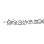 Sterling Silver + Diamond Nested Circle Miracle Set Open Wheel Fashion Link Bracelet // 7"