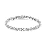 Sterling Silver + Diamond Miracle-Plate Open Quatrefoil Flower Circle-Link Tennis Bracelet // 7"