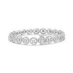 Sterling Silver + Diamond Nested Circle Miracle Set Open Wheel Fashion Link Bracelet // 7"