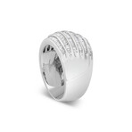 Sterling Silver + Baguette-Cut Diamond 6-Row Channel Set Domed Tapered Cocktail Fashion Ring (Ring Size: 6.5)