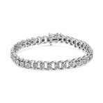 Sterling Silver + Diamond Miracle-Set Double Swoosh Wave Style Tennis Bracelet // 7"