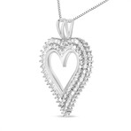 Sterling Silver Diamond Heart Pendant Necklace // 18"