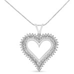 Sterling Silver Diamond Heart Pendant Necklace // 18"