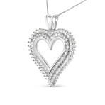 Sterling Silver Diamond Heart Pendant Necklace // 18"