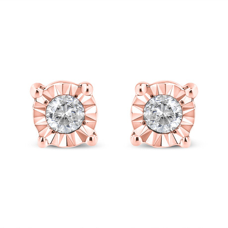 Sterling Silver + Round Brilliant-Cut Diamond Miracle-Set Stud Earrings