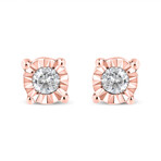 Sterling Silver + Round Brilliant-Cut Diamond Miracle-Set Stud Earrings