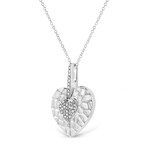 Sterling Silver Pave-Set Diamond Accent Heart Shape Pendant Necklace // 18"