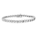 Sterling Silver + Diamond Round Miracle Plate + S-Link Tennis Bracelet // 7" (14k Rose Gold Plated)