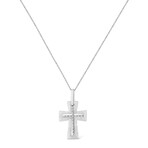 Sterling Silver Prong-Set Diamond Accent Cross Pendant Necklace // 18"