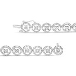 Sterling Silver + Diamond Nested Circle Miracle Set Open Wheel Fashion Link Bracelet // 7"