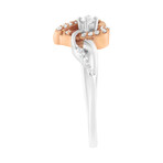 10K Rose Gold-Plated + Sterling Silver Diamond Two-Tone Open Heart Promise Ring (Ring Size: 6)