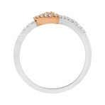 10K Rose Gold-Plated Sterling Silver + Diamond Two Tone Open Heart Promise Ring (Ring Size: 6)