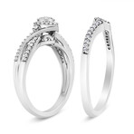 Sterling Silver + Composite Diamond Frame Bypass Bridal Set Ring + Band // Set of 2 Rings (Ring Size: 5)