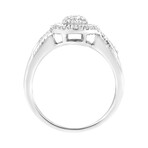 Sterling Silver Pave Set Round-Cut Diamond Braided Halo Cocktail Ring (Ring Size: 6)