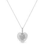 Sterling Silver Pave-Set Diamond Accent Heart Shape Pendant Necklace // 18"