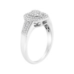 Sterling Silver Pave Set Round-Cut Diamond Braided Halo Cocktail Ring (Ring Size: 6)