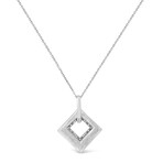 Sterling Silver Pave-Set Diamond Accent Kite Shape Pendant Necklace // 18"