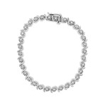 Sterling Silver + Diamond Spiral Wave Curved-Link Tennis Bracelet // 7"