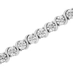 Sterling Silver + Diamond Round Miracle Plate + S-Link Tennis Bracelet // 7" (14k Rose Gold Plated)