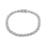 Sterling Silver + Diamond Spiral Wave Curved-Link Tennis Bracelet // 7"