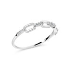 Sterling Silver + Diamond Accent Paperclip Band Ring (Ring Size: 5)