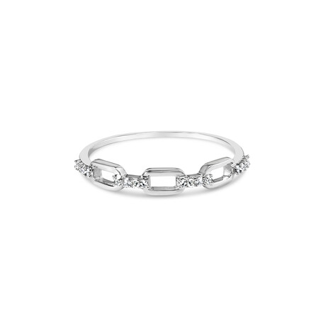 Sterling Silver + Diamond Accent Paperclip Band Ring (Ring Size: 5)