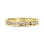 14K Yellow Gold-Plated Sterling Silver + Round Champagne Diamond 11 Stone Band Ring (Ring Size: 5)