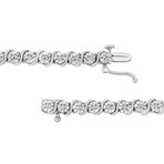 Sterling Silver + Diamond Round Miracle Plate + S-Link Tennis Bracelet // 7" (14k Rose Gold Plated)