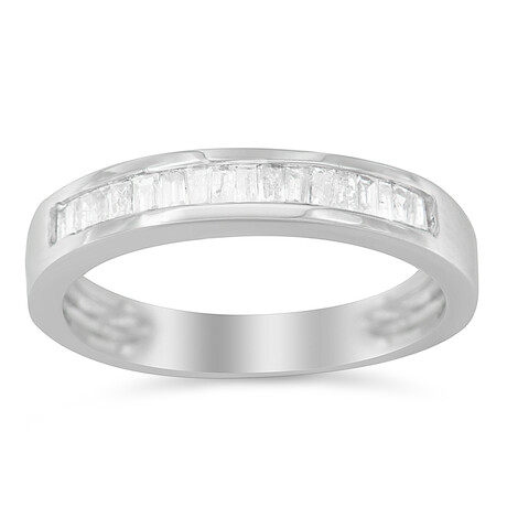 Sterling Silver + Baguette Cut Diamond Channel Set Stackable Wedding Ring (Ring Size: 6.75)