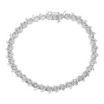 Sterling Silver + Diamond Round Miracle Plate + S-Link Tennis Bracelet // 7" (14k Rose Gold Plated)