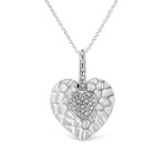 Sterling Silver Pave-Set Diamond Accent Heart Shape Pendant Necklace // 18"