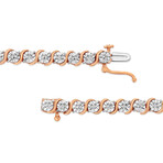 Sterling Silver + Diamond Round Miracle Plate + S-Link Tennis Bracelet // 7" (14k Rose Gold Plated)