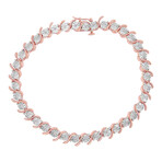 Sterling Silver + Diamond Round Miracle Plate + S-Link Tennis Bracelet // 7" (14k Rose Gold Plated)