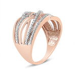 14K Rose Gold-Plated Sterling Silver Diamond Accent Crossover Ring (Ring Size: 6)