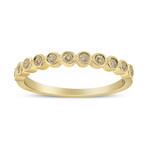 10K Yellow-Plated Sterling Silver + Round Diamond 11 Stone Wedding Band Ring (Ring Size: 5)