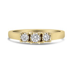 14K Yellow Gold-Plated Sterling Silver + Diamond 3 Stone Illusion Plate Ring (Ring Size: 6)