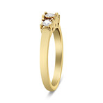 14K Yellow Gold-Plated Sterling Silver + Diamond 3 Stone Illusion Plate Ring (Ring Size: 6)