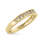 14K Yellow Gold-Plated Sterling Silver + Round Champagne Diamond 11 Stone Band Ring (Ring Size: 5)