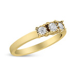 14K Yellow Gold-Plated Sterling Silver + Diamond 3 Stone Illusion Plate Ring (Ring Size: 6)