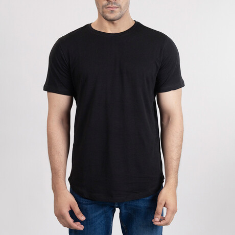 Crewneck Curved Hem T-Shirt // Black (S)