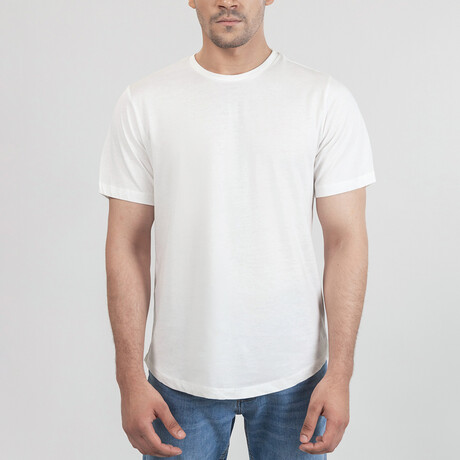 Crewneck Curved Hem T-Shirt // White (S)