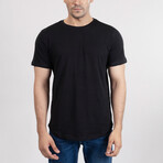 Set of 5 Crewneck Curved Hem T-Shirt // Black + Navy + White + Charcoal+ Olive (S)