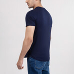 Crewneck Curved Hem T-Shirt // Navy (S)